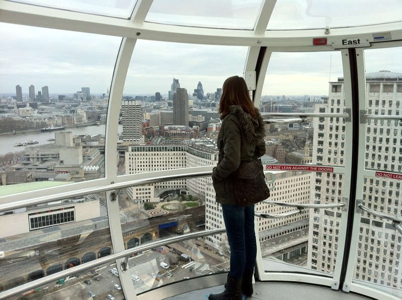 alt="Blick aus einer Kuppel vom Riesenrad London-Eye in London"