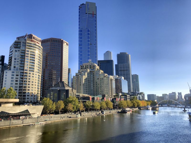 Blick auf Southbank am Yarra River, Melbourne, Australia